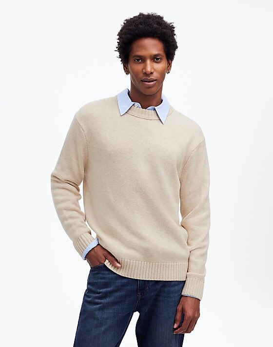 madewell Crewneck Sweater in SoftWool heather cream