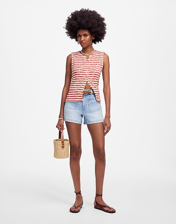 Madewell Crewneck Sweater Vest In Stripe Festival Red