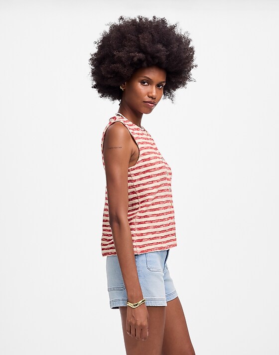 Madewell Crewneck Sweater Vest In Stripe Festival Red