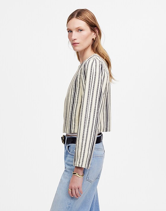Madewell Crop Cardigan Jacket Boardwalk Stripe Vintage