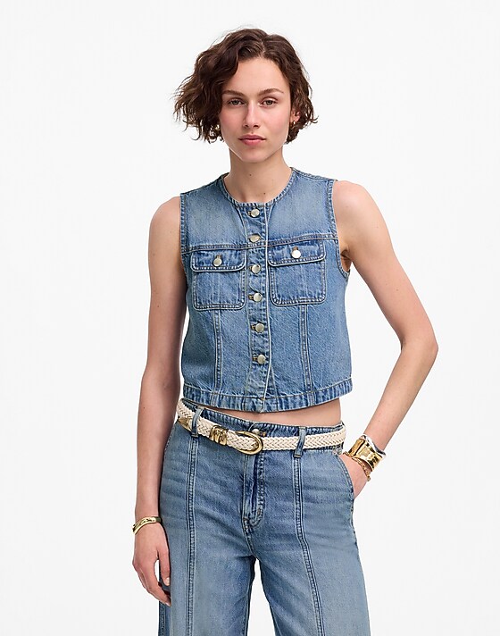 Madewell Cropped Denim Vest: Airy Denim Edition Robertson Wash