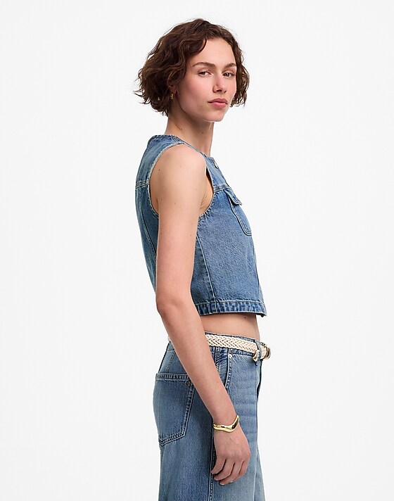 Madewell Cropped Denim Vest: Airy Denim Edition Robertson Wash