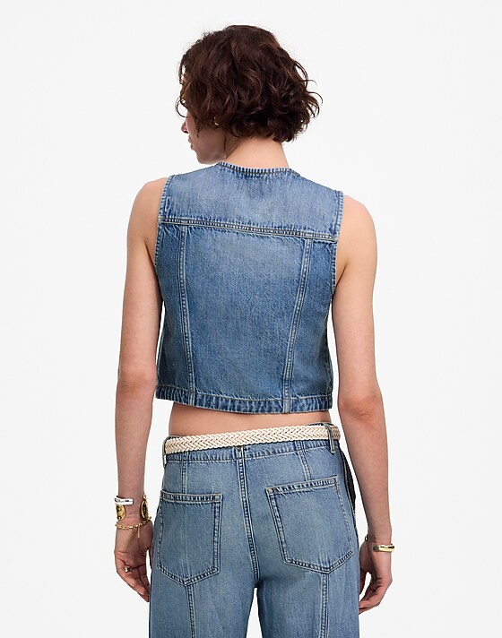 Madewell Cropped Denim Vest: Airy Denim Edition Robertson Wash