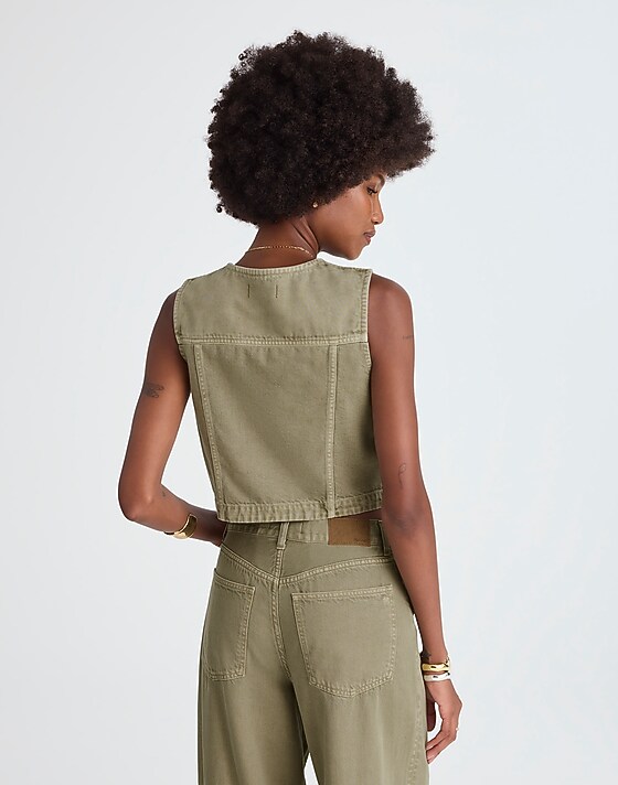Madewell Cropped Denim Vest: Airy Denim Edition Sagebrush