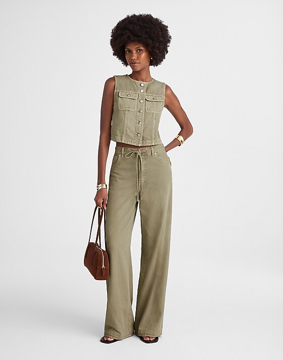 Madewell Cropped Denim Vest: Airy Denim Edition Sagebrush