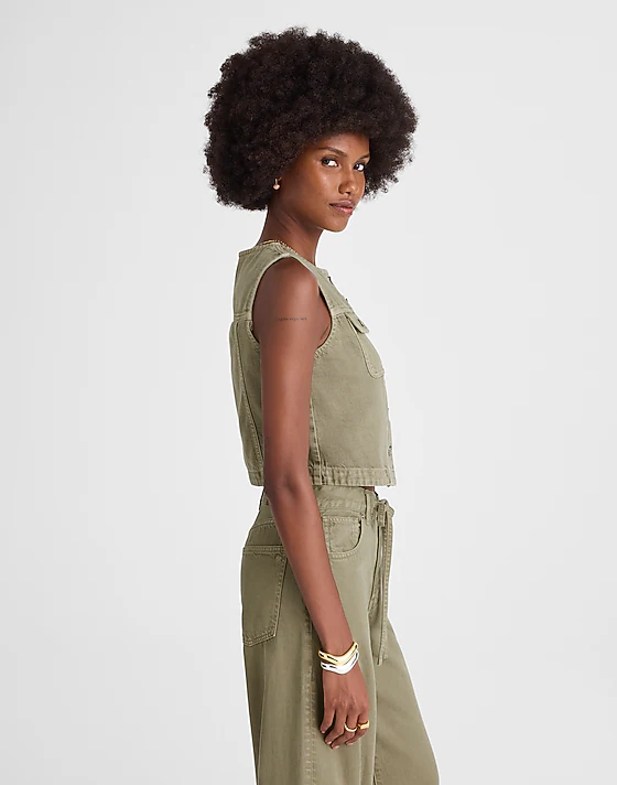Madewell Cropped Denim Vest: Airy Denim Edition Sagebrush