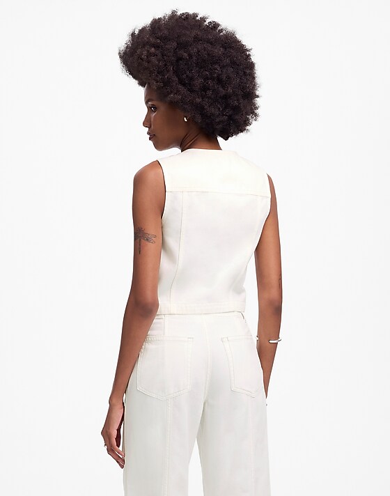 Madewell Cropped Denim Vest: Airy Denim Edition Tile White