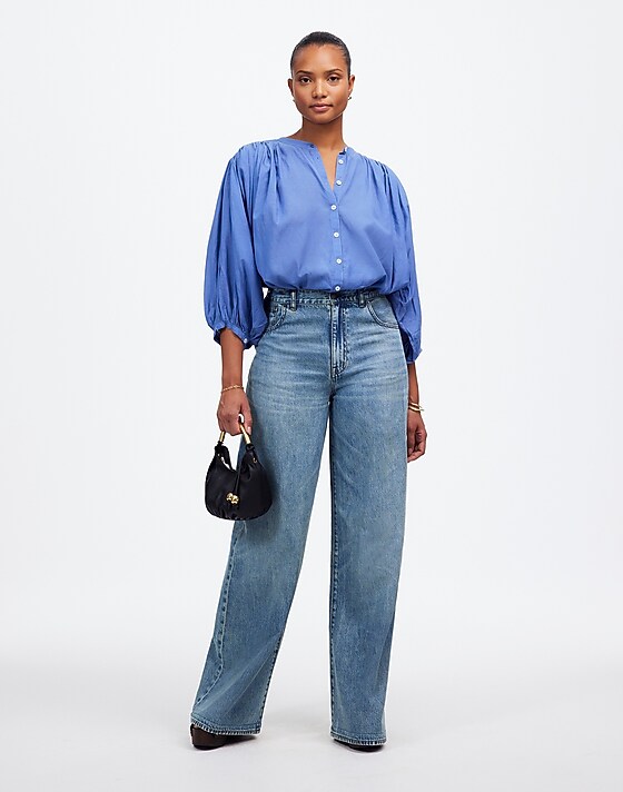 madewell Curvy Superwide-Leg Jeans in Billings Wash: Airy Denim Edition billings wash