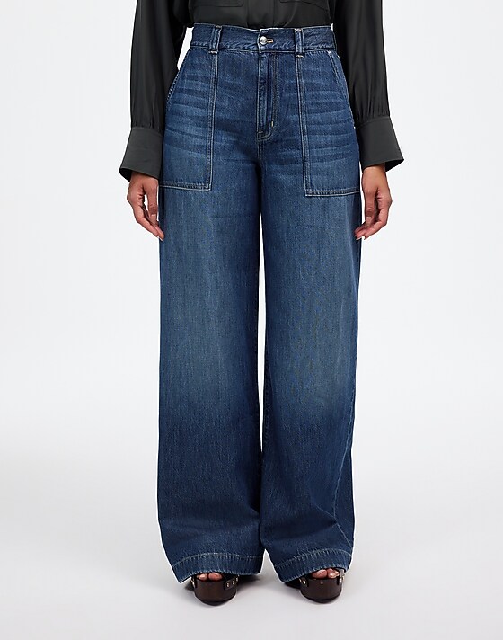 Madewell Curvy Superwide-Leg Utility Jeans In Lindewood Wash: Airy Denim Edition Lindewood Wash
