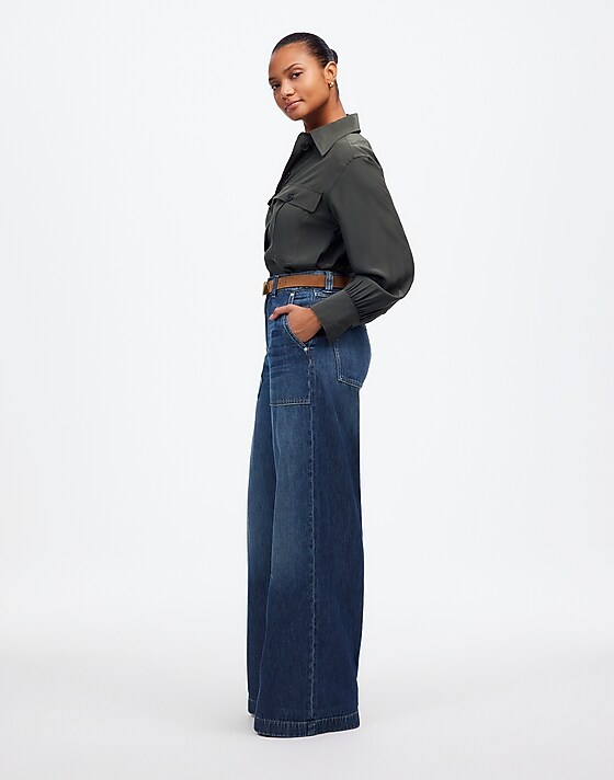 Madewell Curvy Superwide-Leg Utility Jeans In Lindewood Wash: Airy Denim Edition Lindewood Wash