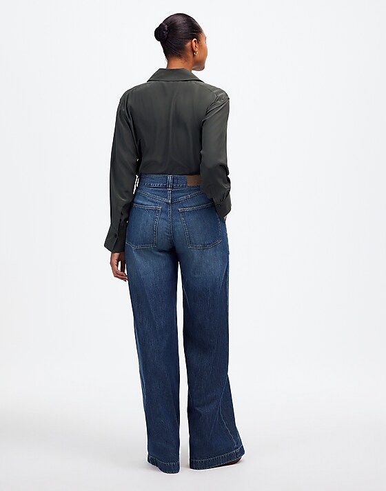 Madewell Curvy Superwide-Leg Utility Jeans In Lindewood Wash: Airy Denim Edition Lindewood Wash