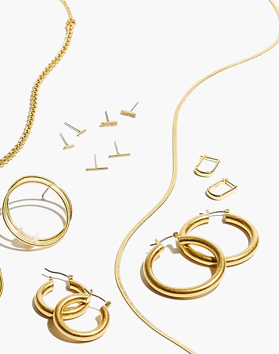 Madewell Demi-Fine Carabiner Hoop Earrings 14k Gold