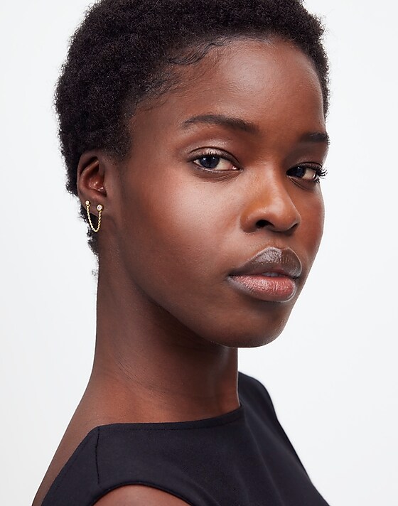 Madewell Demi-Fine Chain Double Stud Earrings 14k Gold