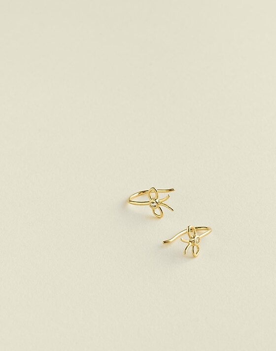 madewell Demi-Fine Crystal Bow Earrings white sapphire