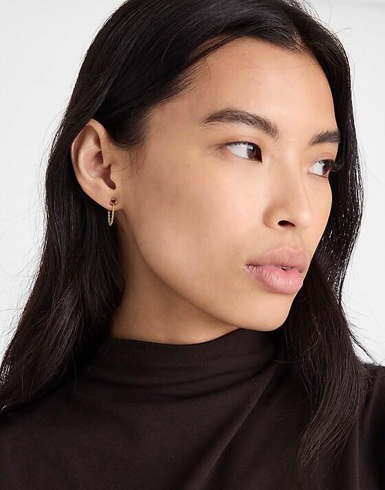 Madewell Demi-Fine Crystal Chain Stud Earrings 14k Gold