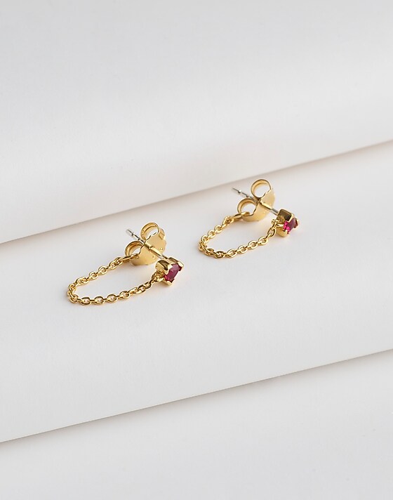 madewell Demi-Fine Crystal Chain Stud Earrings 14k gold
