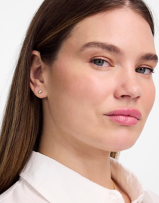 Madewell Demi-Fine Heart Crystal Stud Earrings 14k Gold