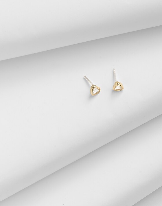 madewell Demi-Fine Heart Crystal Stud Earrings 14k gold