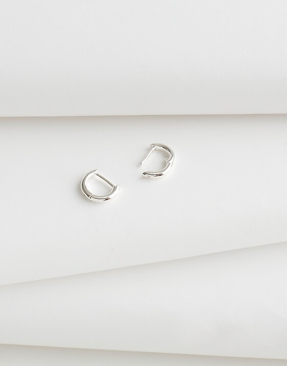 madewell Demi-Fine Mini Huggie Hoop Earrings sterling silver