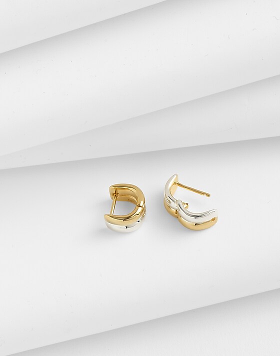 madewell Demi-Fine Mixed-Metal Chunky Huggie Earrings 14k gold