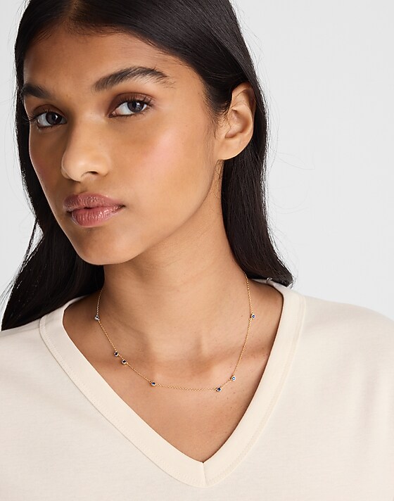 Madewell Demi-Fine Sapphire Station Necklace 14k Gold