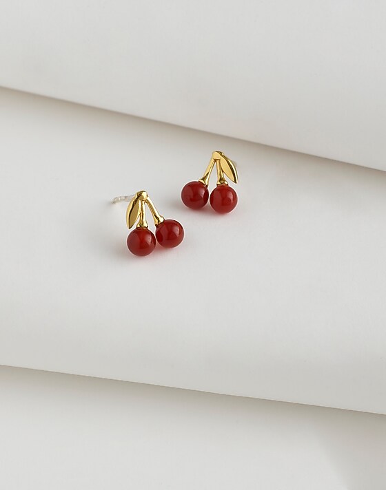 madewell Demi-Fine Semiprecious Cherry Stud Earrings 14k gold