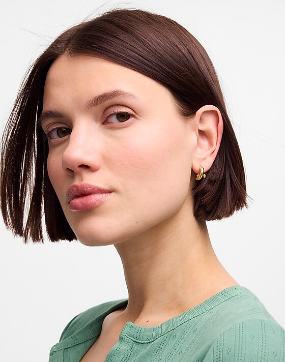 Madewell Demi-Fine Twisted Huggie Hoop Earrings 14k Gold