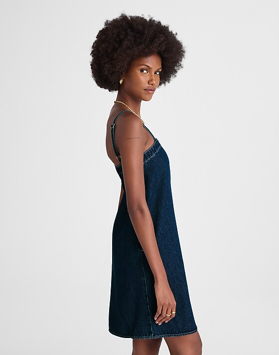 Madewell Denim A-Line Mini Dress In Bright Rinse Wash Bright Rinse Wash