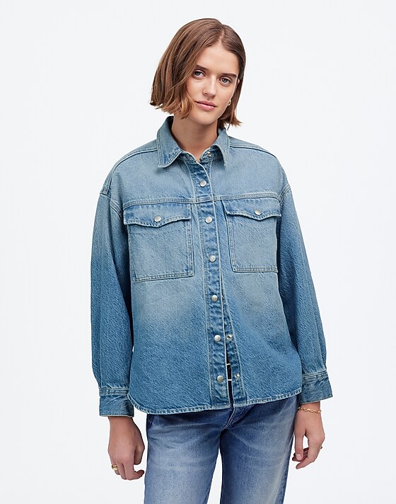 Madewell Denim Boxy Shirt-Jacket In Maspeth Wash Maspeth Wash
