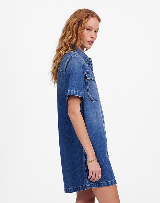 Madewell Denim Boxy Shirtdress In Demarco Wash Demarco Wash