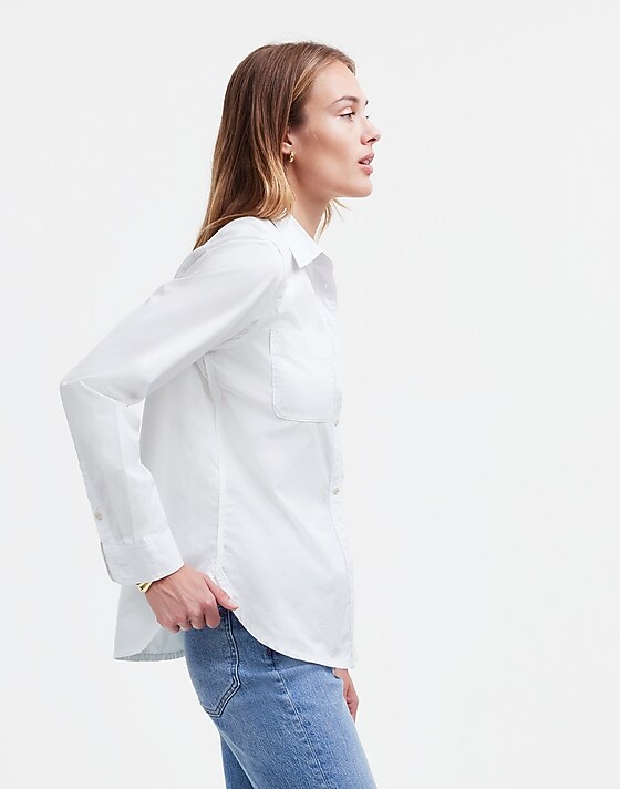 Madewell Denim Button-Up Shirt In Eyelet White: Garment-Dyed Edition Eyelet White