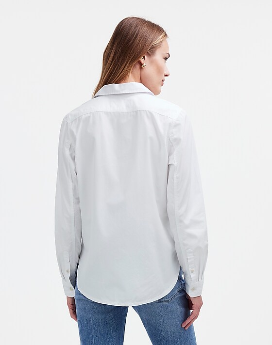 Madewell Denim Button-Up Shirt In Eyelet White: Garment-Dyed Edition Eyelet White