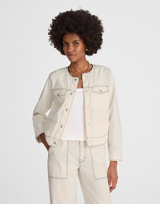 madewell Denim Cinched Lady Jacket in Vintage Canvas vintage canvas