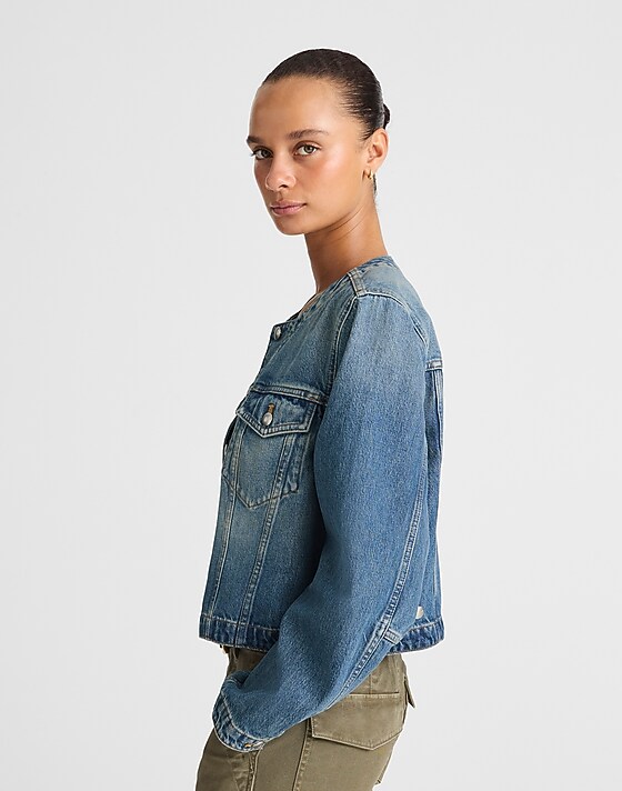 Madewell Denim Cocoon-Sleeve Cropped Jacket Bouvier Wash