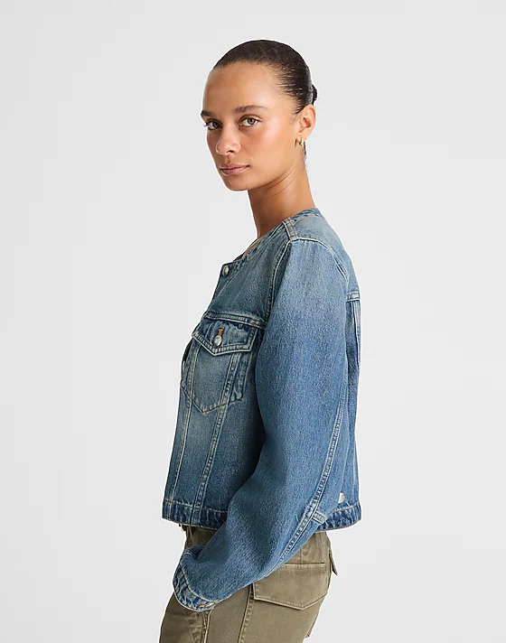 Madewell Denim Cocoon-Sleeve Cropped Jacket Bouvier Wash