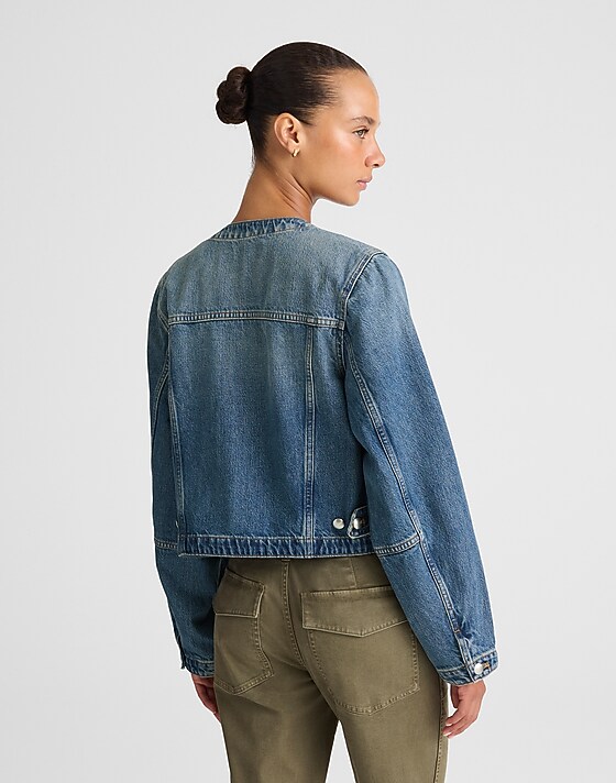 Madewell Denim Cocoon-Sleeve Cropped Jacket Bouvier Wash