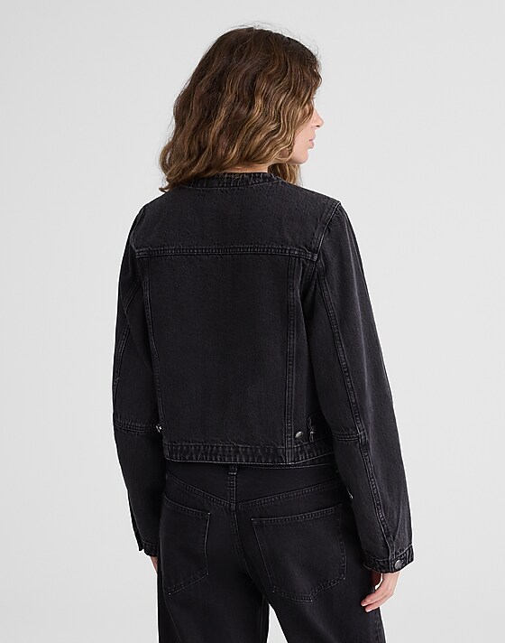 Madewell Denim Cocoon-Sleeve Cropped Jacket Washed Black