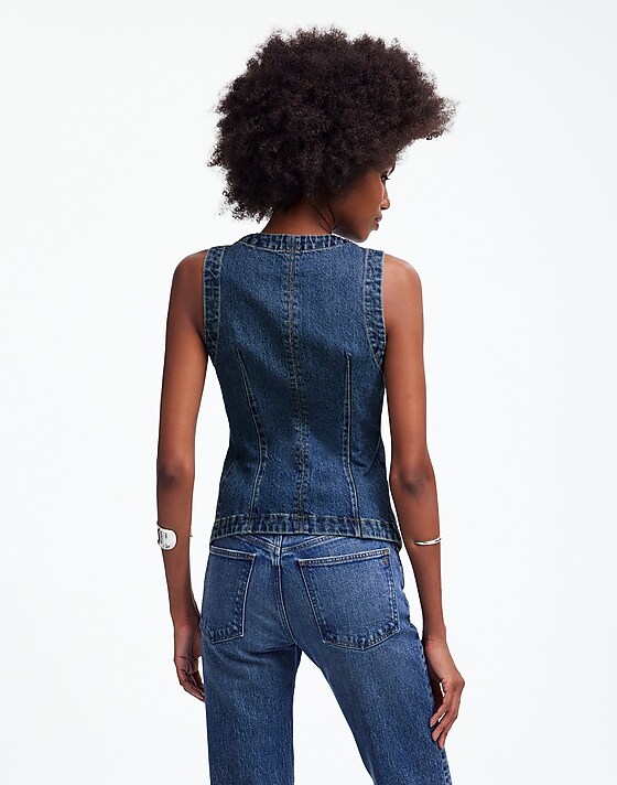 Madewell Denim Crewneck Vest In Concho Wash Concho Wash