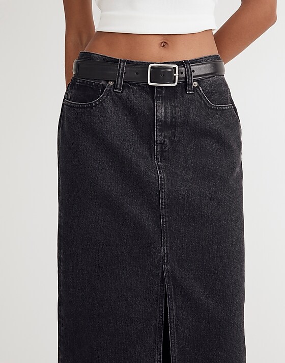 Madewell Denim Mid-Rise Maxi Skirt In Lunar Wash Lunar Wash