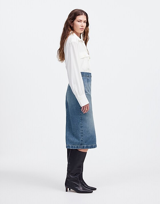 Madewell Denim Midi Pencil Skirt In Billings Wash Billings Wash