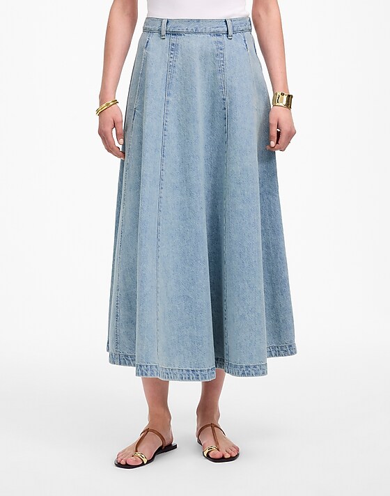 Madewell Denim Midi Skirt In Edmonson Wash Edmonson Wash
