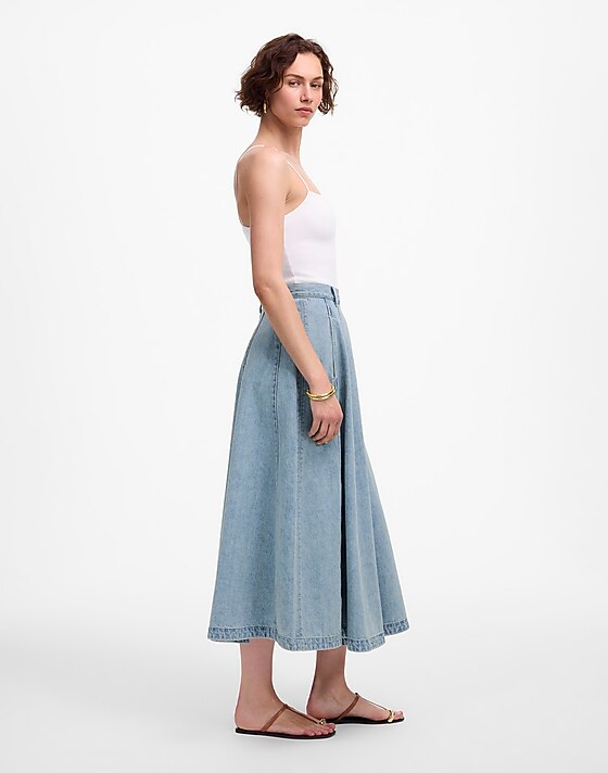 Madewell Denim Midi Skirt In Edmonson Wash Edmonson Wash