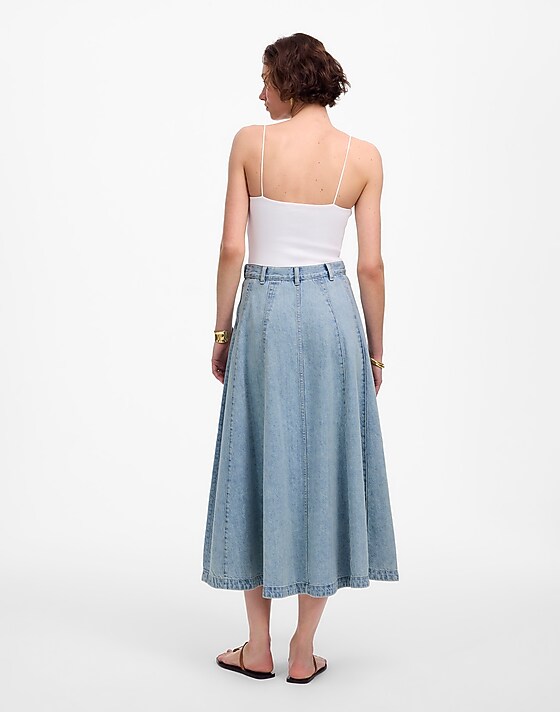 Madewell Denim Midi Skirt In Edmonson Wash Edmonson Wash