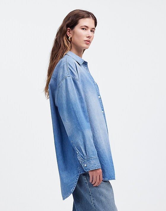 Madewell Denim Oversized Button-Up Shirt In Marnie Wash Marnie Wash