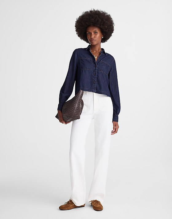 Madewell Denim Patch Pocket Button-Up Top Rinse Wash