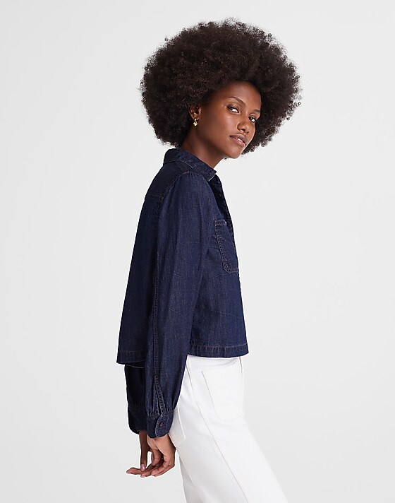 Madewell Denim Patch Pocket Button-Up Top Rinse Wash