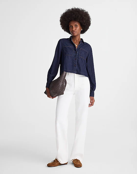Madewell Denim Patch Pocket Button-Up Top Rinse Wash