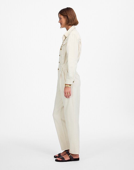 Madewell Denim Pleated Barrel-Leg Jumpsuit In Vintage Canvas Vintage Canvas