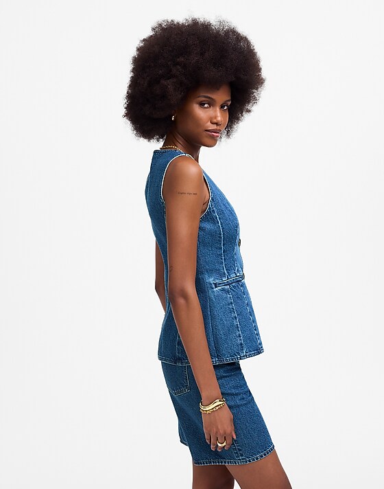 Madewell Denim Scoopneck Cutaway Vest In Dowe Wash Dowe Wash