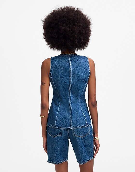 Madewell Denim Scoopneck Cutaway Vest In Dowe Wash Dowe Wash